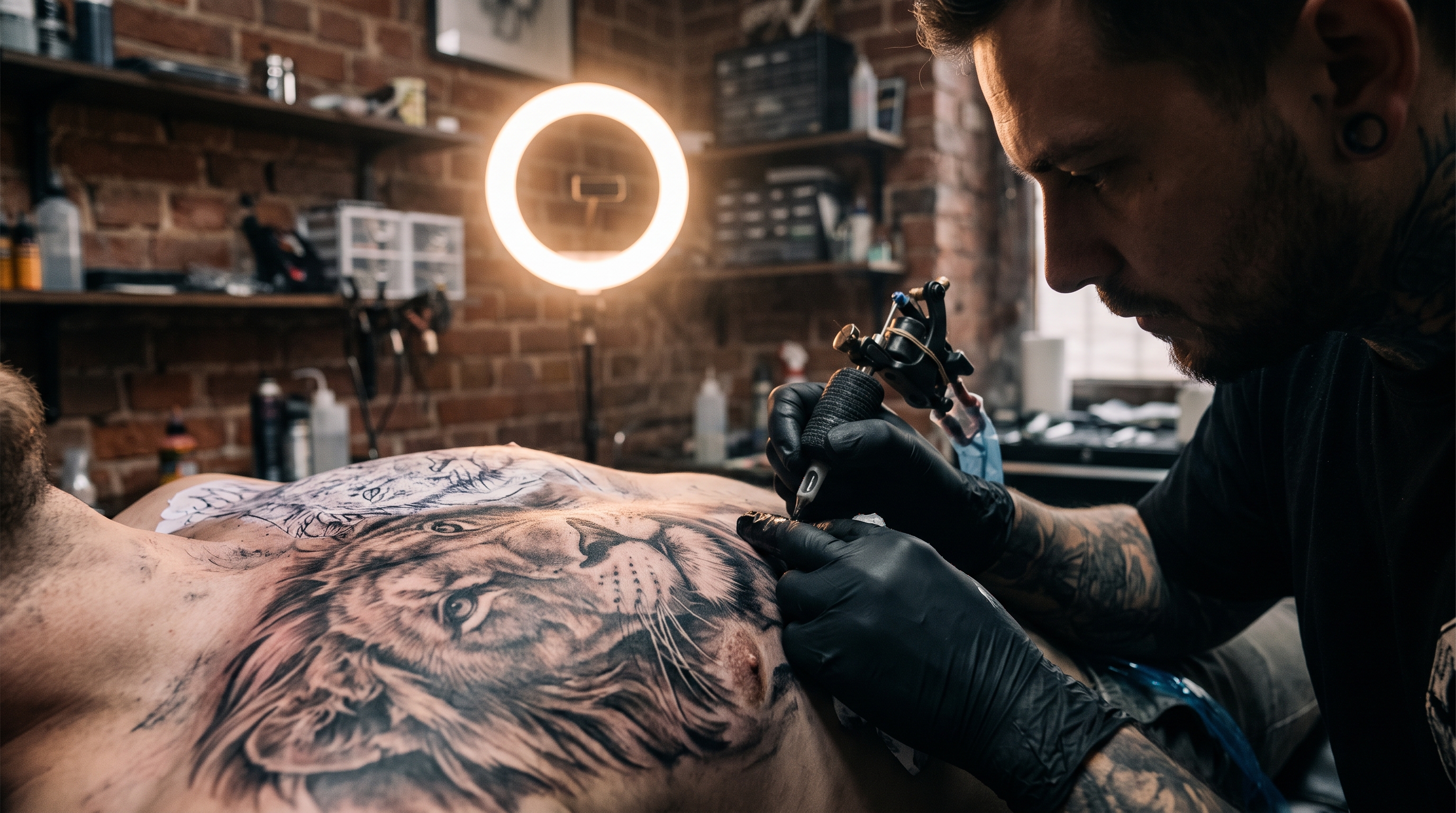 Black and grey realism — large back piece in progress